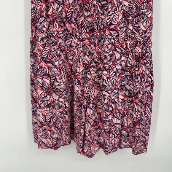 Gap Halter Romper Tropical Leaf Print Pink Purple Drawstring Pockets Size M - Picture 8 of 10